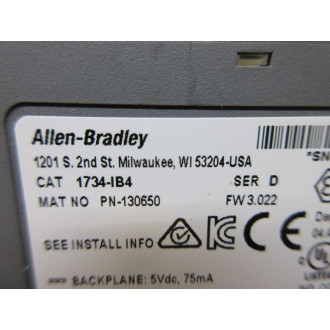 Allen Bradley 1734-IB4 Input Module 1734IB4 Series D - Used