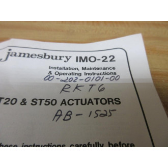 Jamesbury RKT-6 Repair Kit  202-0101-00 For ST20 & ST50 Actuators - New No Box