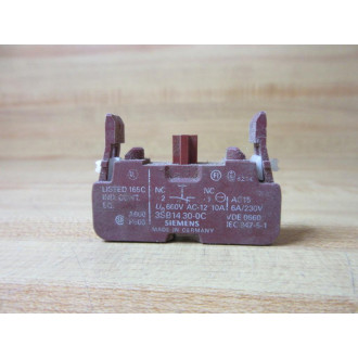 Siemens 3SB14-30-0C Contact Block 3SB1430-0C - Used