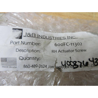 J&B Industries 600FC-11302 Actuator Screw 600FC11302