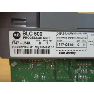 Allen Bradley 1747-L543 Processor Unit 1747L543 Ser. C, Rev. 7, WO Cover - Used