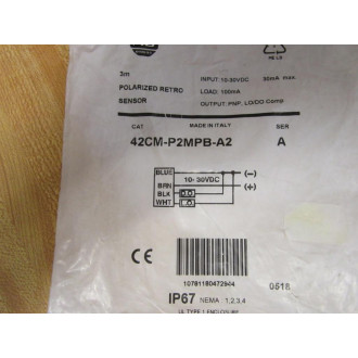 Allen Bradley 42CM-P2MPB-A2 Photoelectric Sensor 42CMP2MPBA2