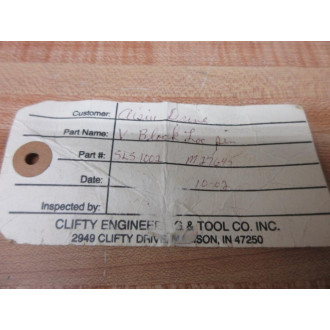 Clifty Engineering & Tool SLS1002 Tipco V-Block Lock Pin - New No Box