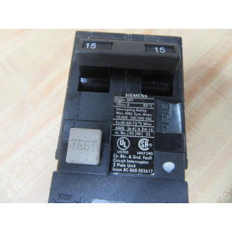 Siemens QPF215 Circuit Breaker 15A 2P - Used
