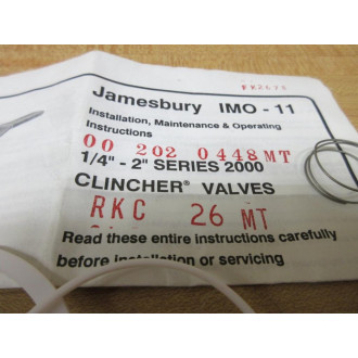 Jamesbury RKC26 MT Seal Kit 00 2020448MT - New No Box