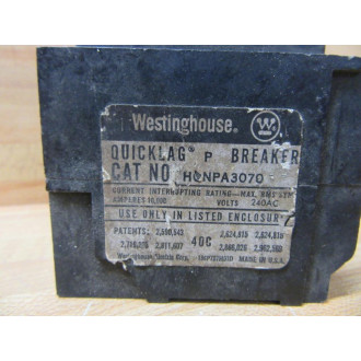 Westinghouse HQNPA3070 Circuit Breaker - Used