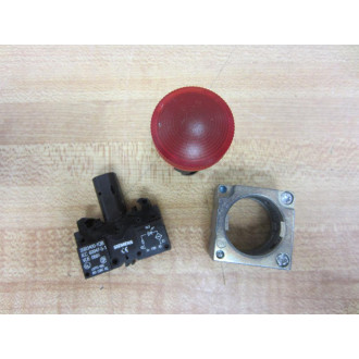 Siemens 3SB3 648-6BA20 Red 3SB36486BA20 w3SB3400-1QB & Base, Clip