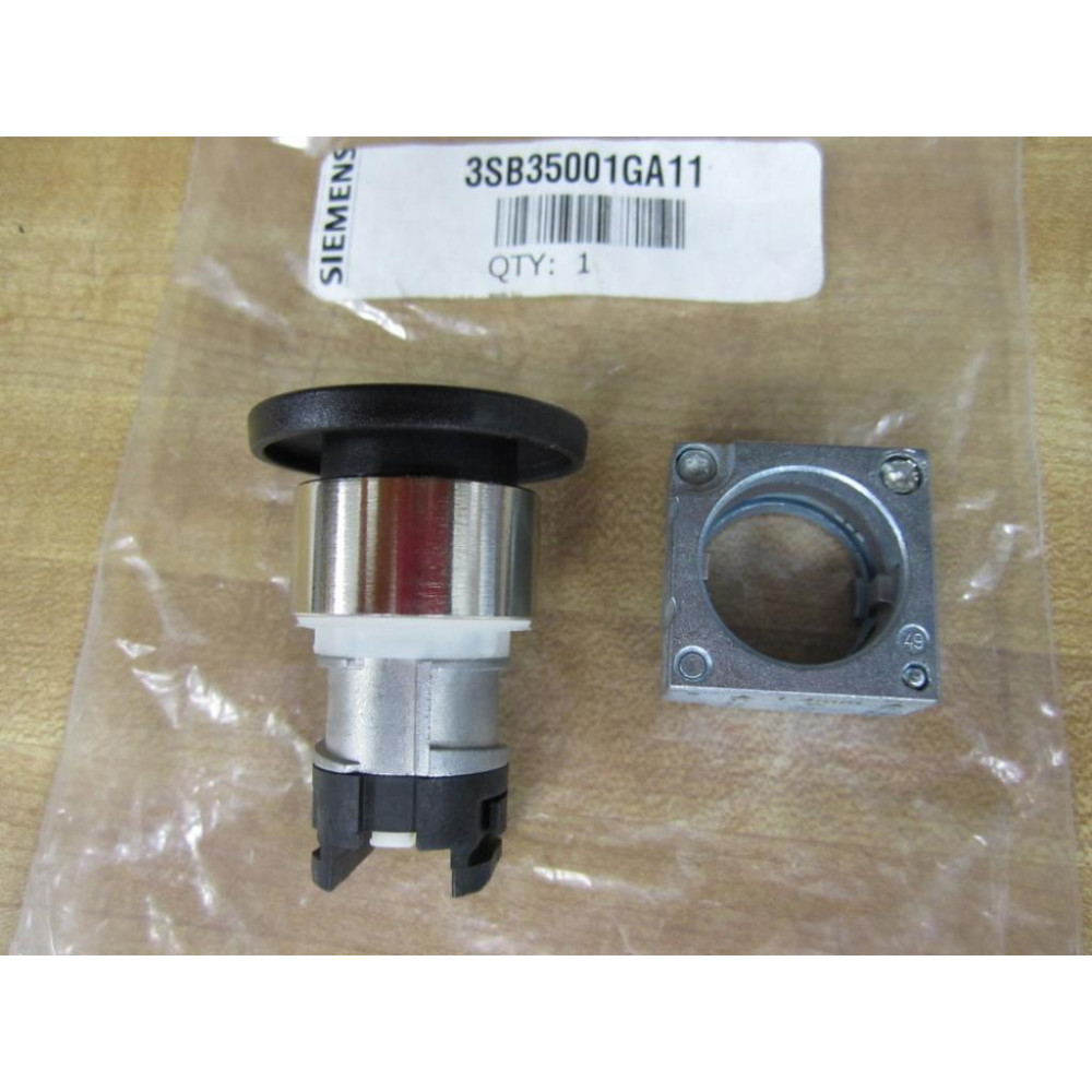 Siemens 3SB3 500-1GA11 Black Button 3SB35001GA11 wBase & Clip