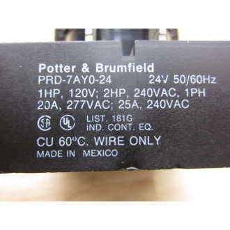 Potter & Brumfield PRD-7AY0-24V AC AMF Relay PRD-7AY0-24 - New No Box