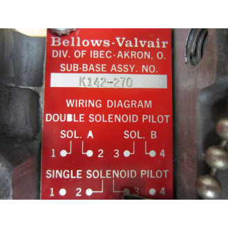 Bellows K142270 Valvair Manifold Sub-Base - Used
