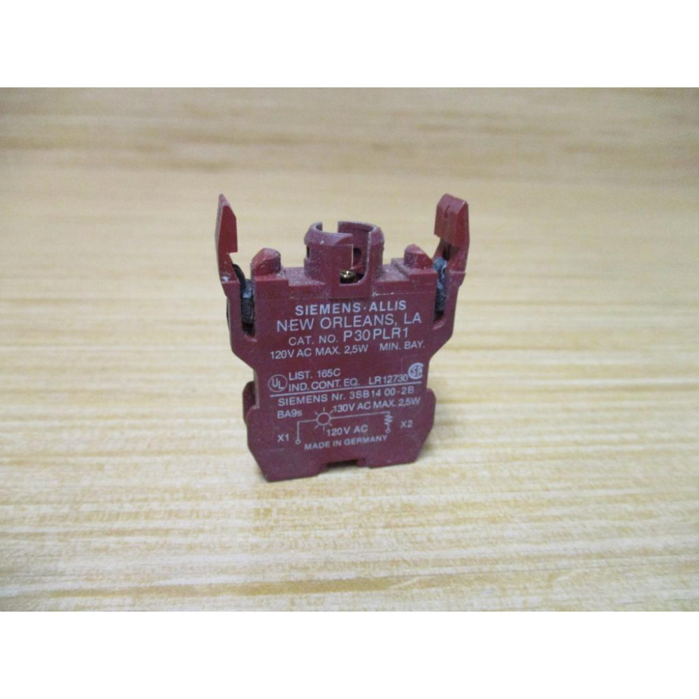 Siemens P30PLR1 Pilot Light Contact Block - Used