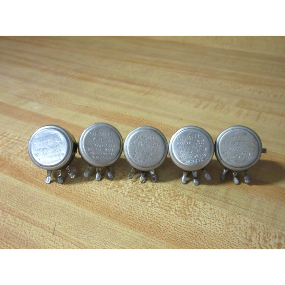 Ohmite CU-1021 Potentiometer 1k Ohm 1000 Ohms (Pack of 5) - Used
