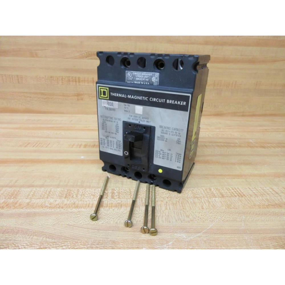 Square D FHL36040 Schneider Thermal-Magnetic Circuit Breaker Mounted-Never Used - New No Box