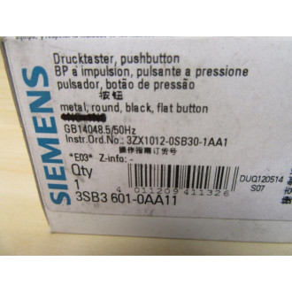 Siemens 3SB3601-0AA11 Push Button 3SB36010AA11 Operator WGear Holder