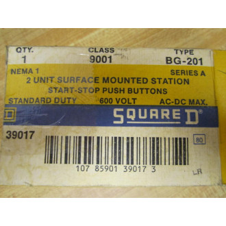 Square D 9001 BG-201 Start-Stop Push Button Station 39017