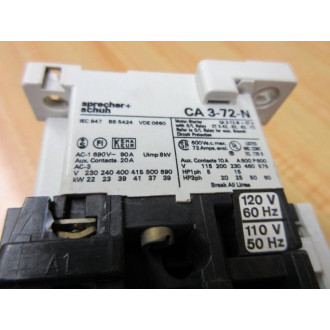 Sprecher + Schuh CA 3-72-N-11 Contactor CA 3-72-N Chipped Body - Used