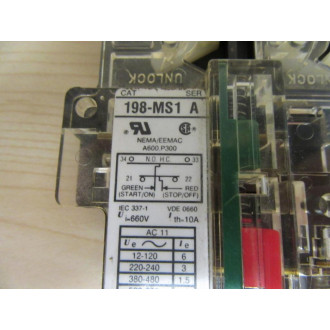 Allen Bradley 198-MS1 Push Button Operator 198MS1 Contacts Only - Used