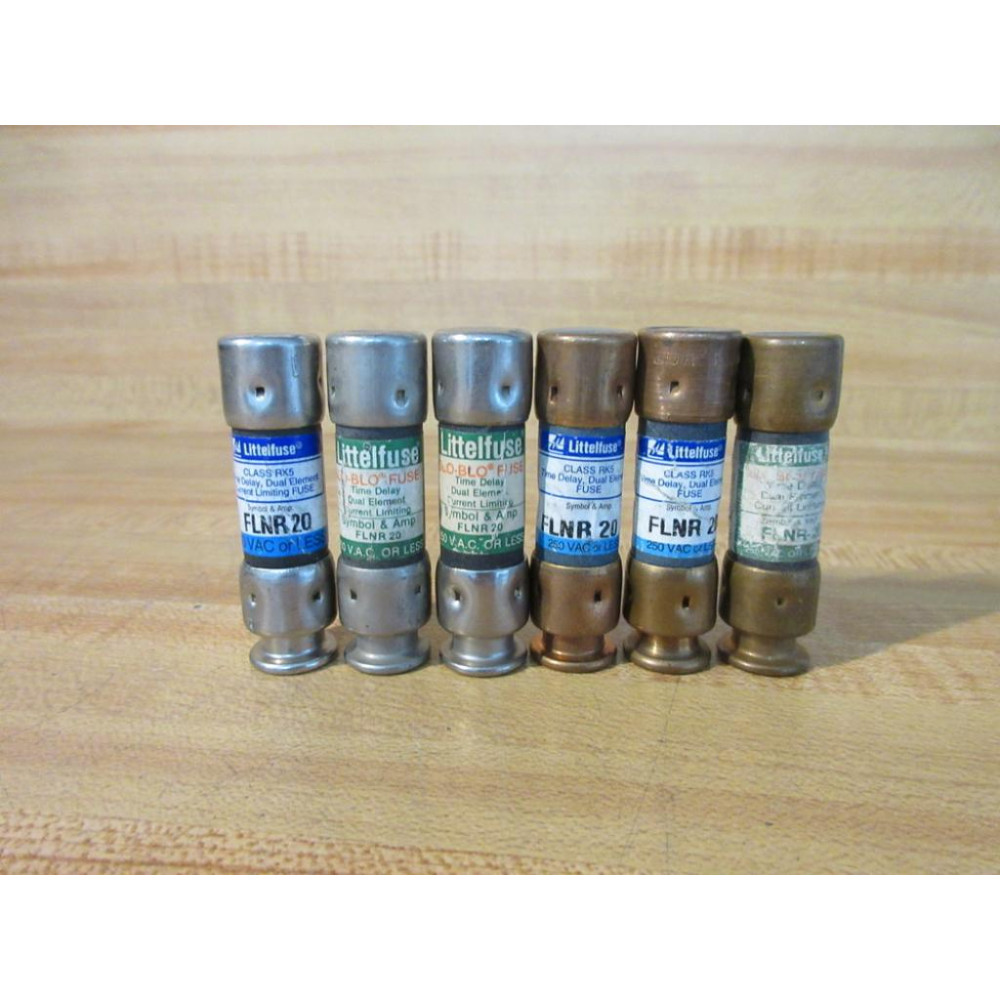 Littelfuse FLNR-20 Fuse Cross Ref 486K87, FLNR020 (Pack of 6) - New No Box