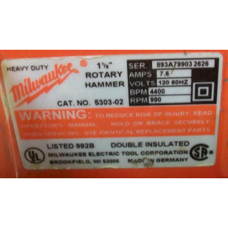 Milwaukee 5303-02 Rotary Hammer 530302 - Used