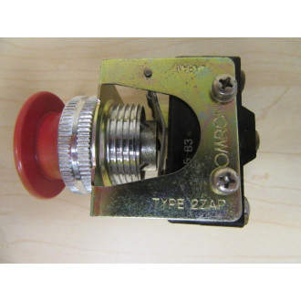 Omron TYPE 2ZAP 2718Z6 Push Button Switch Red Mushroom Button - Used