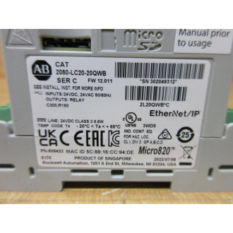Allen Bradley 2080-LC20-20QWB Programmable IO Controller 2080LC2020QWB
