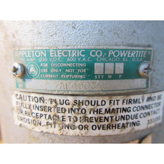 Appleton AP40034E Powertite Plug Assembly 304224 - Used