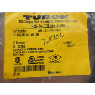 Turck P-RSV RKV 40-330-2M Cordset PRSVRKV403302M
