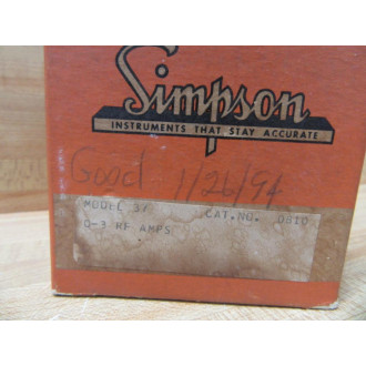 Simpson 37 Radio Frequency Ampere Meter 37 0810