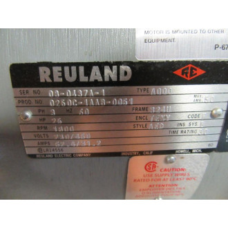Reuland 0250C-1AAB-0051 Motor Type A000 25HP - New No Box