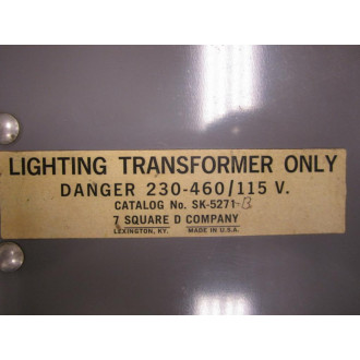 Square D SK-5271-B SK5271B Lighting Transformer With Wiring - Used