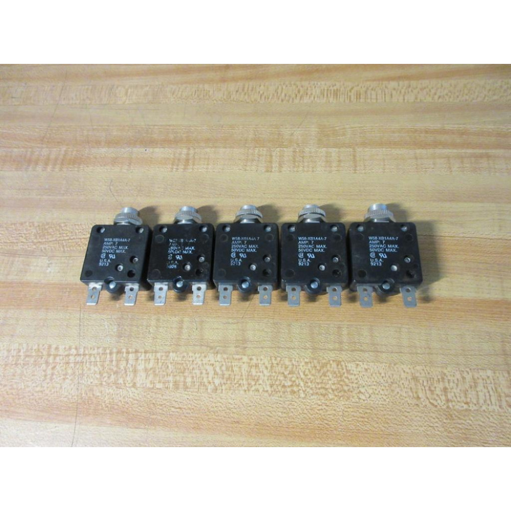 Potter & Brumfield W58-XB1A4A-7 Circuit Breaker 7A (Pack of 5) - Used