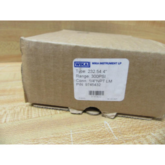 Wika 232.54 Pressure Gauge 9745432 4" 0-300PSI