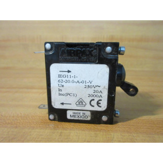 Airpax IEG11-1-62-20.0-A-01-V Circuit Breaker 10A - Used