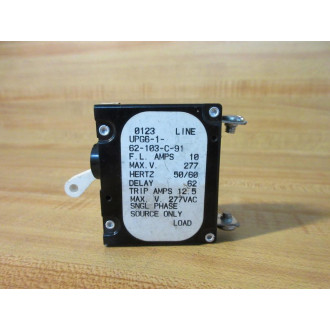 Airpax UPG6-1-62-103-C-91 Circuit Breaker 10A UPG6162103C91 - Used
