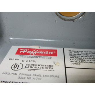 Hoffman E-D1PB1 Push Button Enclosure ED1PB1 - Used