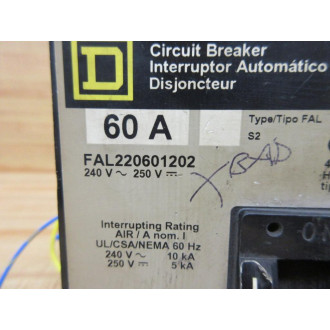 Square D FAL220601202 Circuit Breaker - Used
