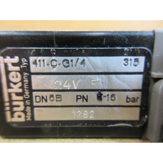 Burkert 411-C-G14 Solenoid Valve 411CG14 - Used