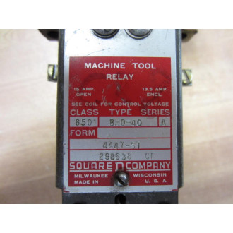 Square D 8501 BH0-40 Relay Ser A 8501 BHO-40 - Used
