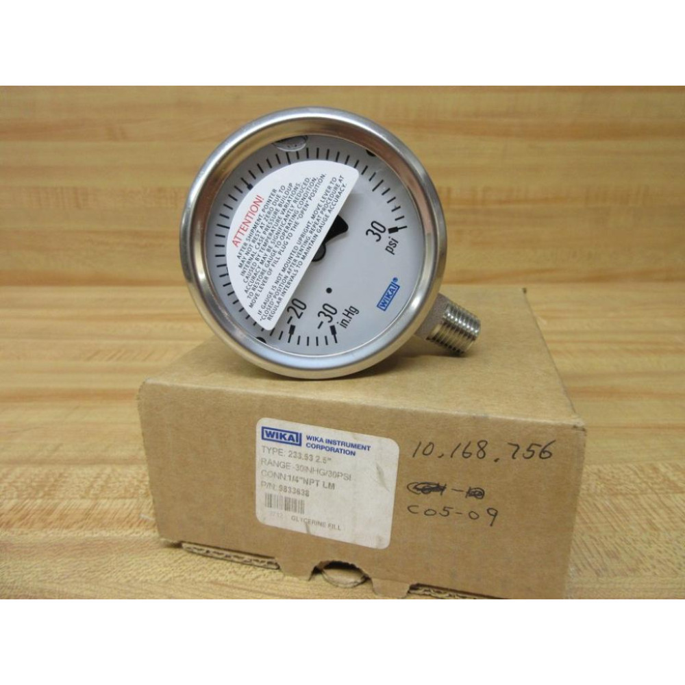 Wika 9833638 Fluid Filled Pressure Gauge 233.53 2.5"