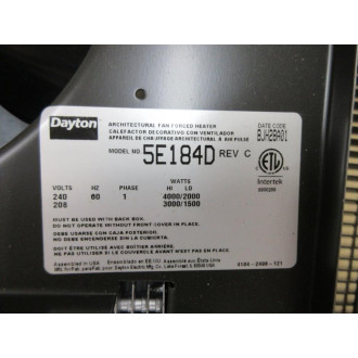 Dayton 5E184D Recessed Wall Heater - New No Box