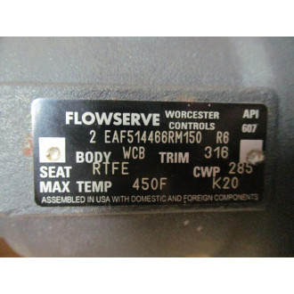 Worcester Controls 2-EAF514466RM150 Flowserve Flanged Ball Valve 2" Mounted - New No Box