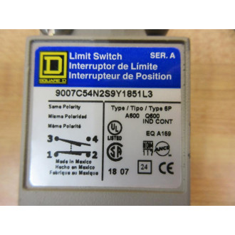 Square D 9007C54N2S9Y1851L3 Limit Switch - New No Box