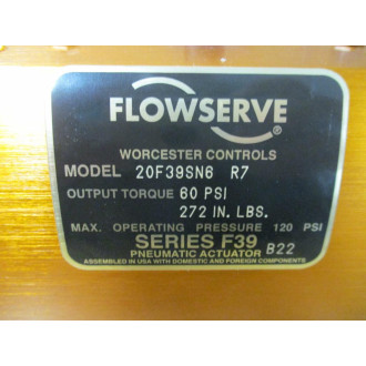 Worcester Controls 20F39SN6 Flowserve Actuator Mounted - New No Box