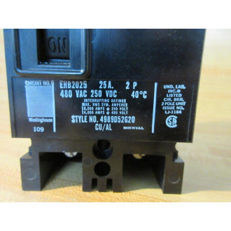 Westinghouse EHB2025 25A Circuit Breaker 4989D52G20