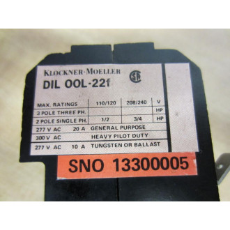 Moeller DIL 00L-22F Contactor - New No Box