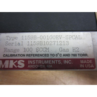 MKS 1159B-00100RV-SPCAL Mass Flow Controller - Used