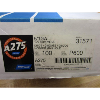 Norton 662611 31571 5" Sanding Disk P600 A275 31571 (Pack of 100)