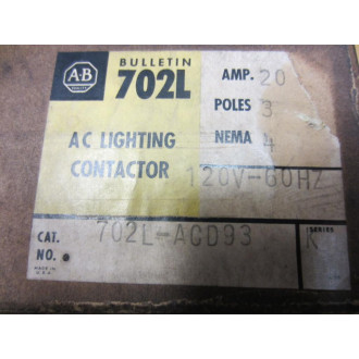 Allen Bradley 702L-ACD93 AC Lighting Contactor Series K
