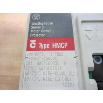 Westinghouse HMCP100R3C B Motor Circuit Protector Series C - Used