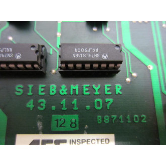 Sieb & Meyer 43.11.07 CSS 90 Serial Data IO B871102 L871102 - Used